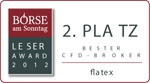 2. Platz CFD-Broker Testsiegel flatex - 2. Platz CFD-Broker