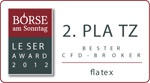 Testsiegel flatex - 2. Platz CFD-Broker