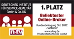 Beliebtester Online-Broker 2012 lt. n-tv Testsiegel flatex - Beliebtester Online-Broker 2012